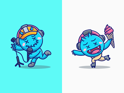 cute monster character mascot character cute design ice cream illustration logo mascot monster