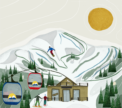 Ski Banff banff design forest gondola graphic design illustration landscape mountain illustration national park ski ski resort snowboard sunshine village