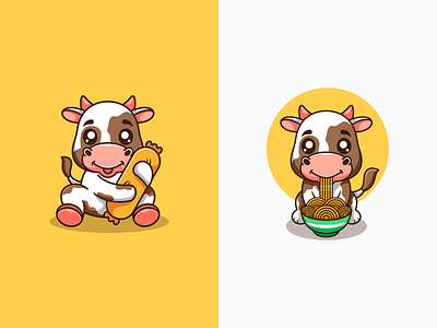 cute cow character mascot character cow cute design illustration logo mascot