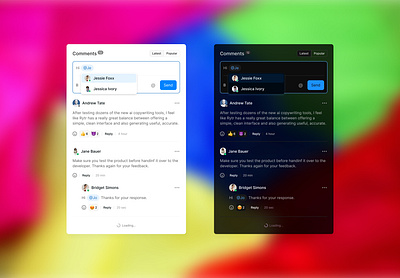 Comments Section Modal (Light and Dark Mode) app dailyui design modal ui ux