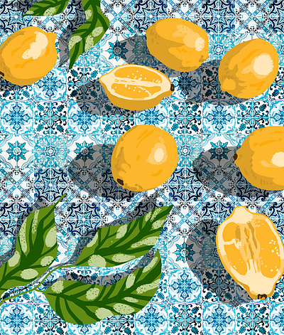 Sweet Morocco, Tropical Lemon Tiles Painting juicy