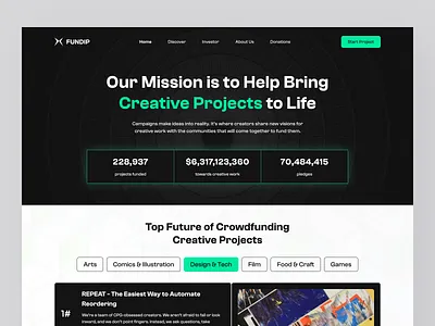FUNDIP - Crowdfunding Landing Page crowdfunding design crowdfunding landing page crowdfunding web design donation donation design donation landing page donation web design fundip invest