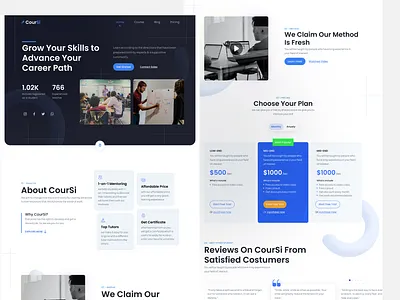 CourSi - Landing page career collage course education landing page learn learning motivation onlinecourse onlinetraining simple study training ui uiux ux website