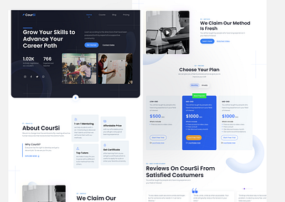 CourSi - Landing page career collage course education landing page learn learning motivation onlinecourse onlinetraining simple study training ui uiux ux website