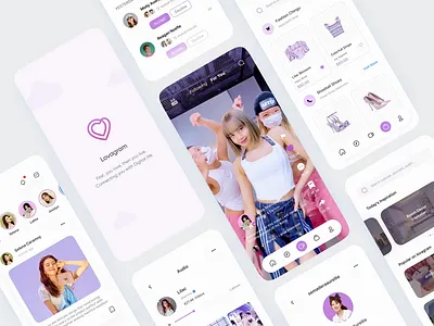 Lovagram - Social Media App animation instagram instagram stories ios app design mobile mobile animation mobile app mobile app deign mobile ui mobile uiux social app social media social media app social media pack social network tiktok ui uiux user interface video