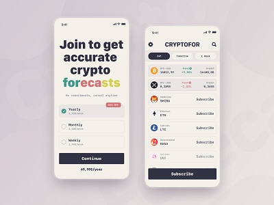 iOS App - Crypto Forecast app banking bitcoin concept design crypto cryptoforecast design inspiration ios ios app minimal mobile app paywall predictor simple subscribe trends ui ux ui