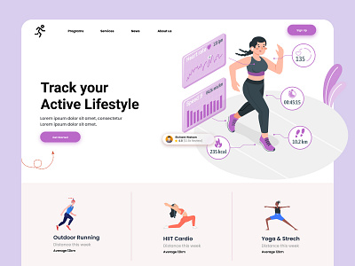 UI Design for fitness website design illustration ui ux vector