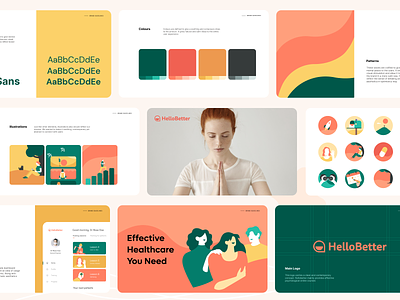 Hellobetter Brandbook brand book branding dashboard design doctor graphics healthcare iconography icons illustration logo medical mental wellness neel pattern prakhar sharma support ui visual identity