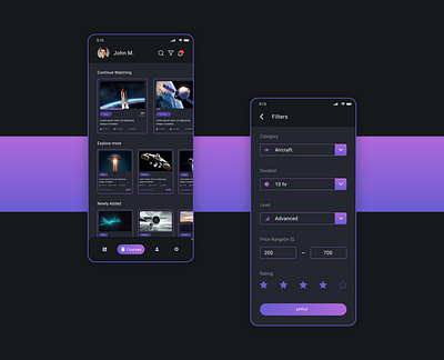 Aerospace - UX/UI aerospace app design branding course website e learning platform engineering design graphic design mobile design online learning online skill ui ux web design