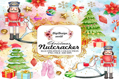 Watercolor Christmas Nutcracker Set christmas christmas decoration clipart festival holiday nutcracker nutcracker ballet nutcracker clipart watercolor xmas