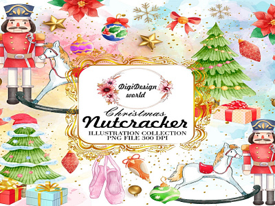 Watercolor Christmas Nutcracker Set christmas christmas decoration clipart festival holiday nutcracker nutcracker ballet nutcracker clipart watercolor xmas