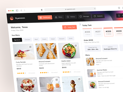 Nyammm - Food Delivery Dashboard courier dashboard delivery design food food delivery homepage landingpage mobile mobile app order restaurant snack ui website website design