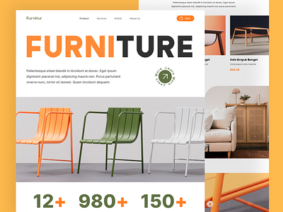 Furniture Landing Page bedroom chair clean ecommerce furnish furniture homedecor homepage interior landing page sofa table web web design web3 wood