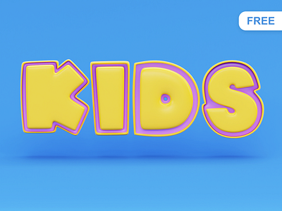 Kids 3D font 3d 3d font blender branding c4d cinema4d cute design free illustration illustrations kids kit library logo render resources text threedee typography