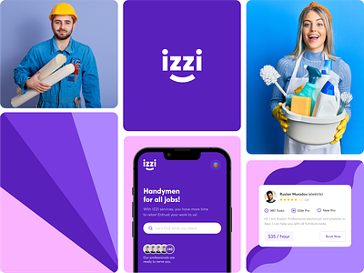 izzidone.com | Handymen for all jobs! azerbaijan brand branding creative design design dragons digital handymen illustration izzi izzidone kerimletif logo mobile app mobile design purple ui