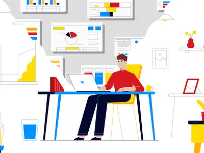 Accounting accounting analytics business character chart computer dashboard data design graph graphic design illustration man office people statistics stats vector working