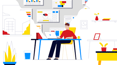 Accounting accounting analytics business character chart computer dashboard data design graph graphic design illustration man office people statistics stats vector working