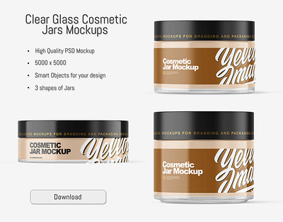 Clear Glass Jar Mockup PSD 3d clear glass jar clear glass jar mockup cosmetic cosmetic jar cosmetic jar mockup cream jar cream jar mockup design jar jar mockup mockup mockupdesign pack package visualization