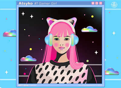 Gamer Girl Character NFT art card character character design cyber gamer illustration nft retro vector web