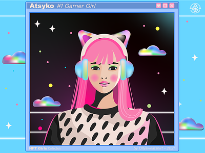 Gamer Girl Character NFT art card character character design cyber gamer illustration nft retro vector web