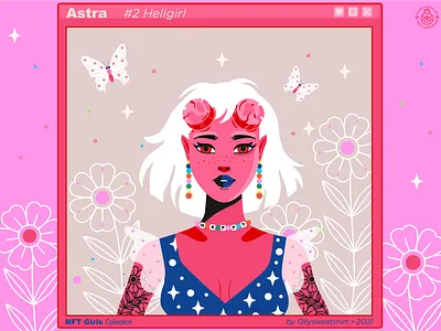 Hellgirl Character NFT 90s art card character character design comics hellboy illustration nft retro vector web