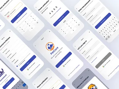 Pet Care Mobile App - Login Screens. animation app checkup complete mobile app design doctor doctors app login sign up screen mobile app mobile application mobile ui motion graphics online health care pet pet app pet care sign up journey splash screen ui uiux