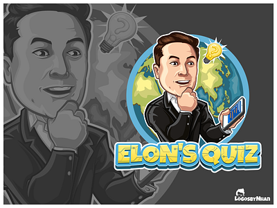 ELON'S QUIZ avatar caricature cartoon cartoon avatar cartoon character cartoon logo cartoon mascot crypto cryptocurrency dapp design elon elon musk illustration logo mascot mascot logo quiz