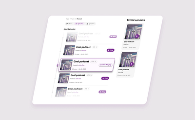 Podcast ~ Next Episodes design episodes figma isometric podcast purple timeline ui