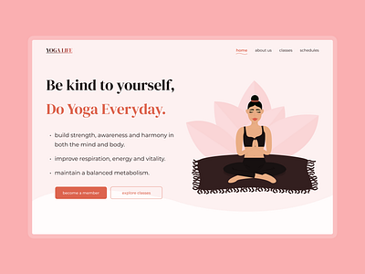 Website & Illustration For Yoga laanding page light light mode na maste pink workout yoga yoga illustration yoga landing page yoga web yoga website