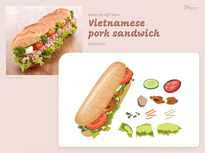 Vietnamese Pork Sandwich - Illustration artwork banh mi banh mi sai gon banh mi viet nam digital illustration drawing fast food food illustration vector vietnam