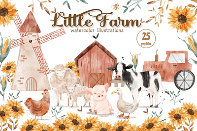 Animal Farm Watercolor Clipart product design