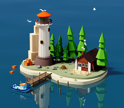 Low poly house 3d cinema design house low poly lowpoly modelling render