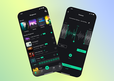 Ringtone Maker Mobile App UI app app design app screen app store branding clean design concept dark theme design mobile app mobile app design music product ringtone app song ui ui design user interface design