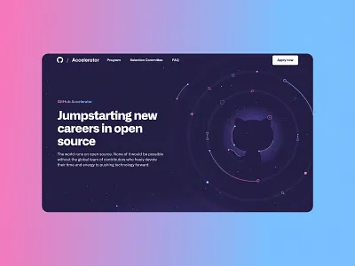GitHub Accelerator Landing Page code community figma github github accelerator illustration landing page open source stars ui ui design universe web design