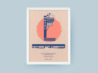 Sandman Motel Poster architecture design french paper graphic design mississippi motel native screen print poster screenprint typography vintage
