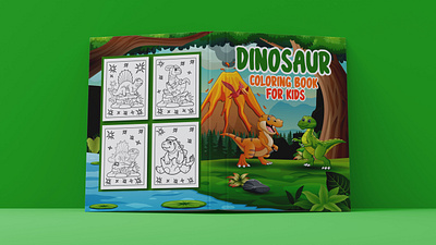 Dinosaur Coloring Book For Kids, Cover For KDP 3d animation branding cover for kdp graphic design kd logo motion graphics ui