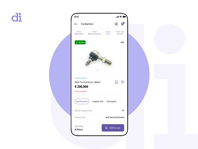 Car Parts Product Detail page app design mobile ui ux