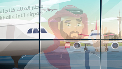 King Khalid International Airport explainer videos animation arab character illustration motion graphics serag basel vector art