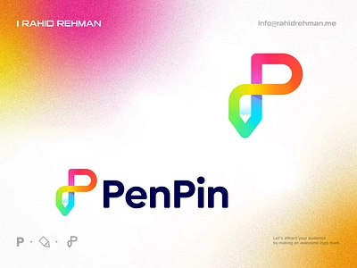 ✒️ PenPin - Letter P + Pen + Pin Logo . a b c d e f g h i j k l m creative logo design icon logo logo design trends 2022 logotype minimal modern logo monogram p pen logo p pin logo pen logo pencil pin pin logo rainbow logo simple symbol