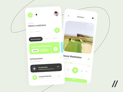 Meditation Mobile IOS App android animation app app design app ui dashboard design interaction interface ios meditation mental health mobile mobile app mobile ui psychology therapy ui ux wellness