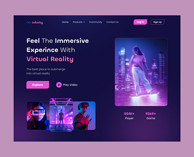 Infinity - A Virtual Reality Services Website landing page online games online vr pixency pixency academy trending ui ux virtual box vr vr games vr header website design