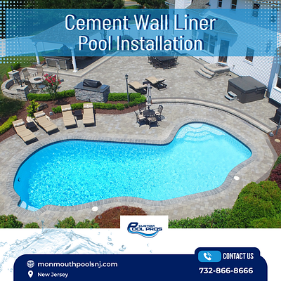 Cement Wall Liner Pool Installation NJ backyardpool concretepools custompools luxurypools saltwaterpools
