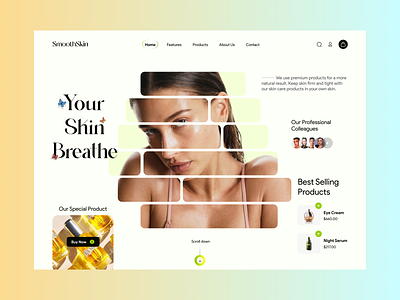 Skin care landing page clean design design figma landing page light moode minimal product design skin care ui ux website