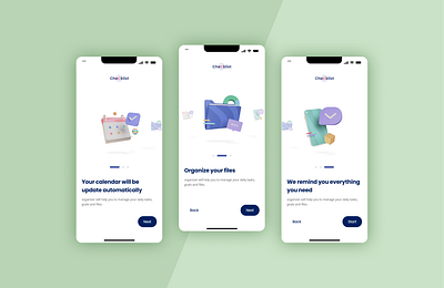 Onboarding Screens 3d check dailyui design idea illustration inspiration list logo mobile onboarding organize screens tasks ui ux