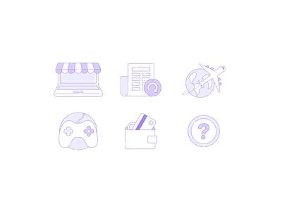 Merchant Industry ecom fintech gaming icons illus illustration industry payment travel
