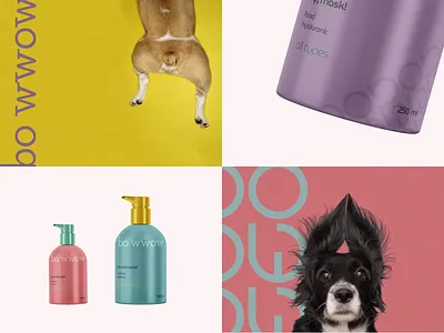 Branded care cosmetics "bo wwow" branding design logo vector