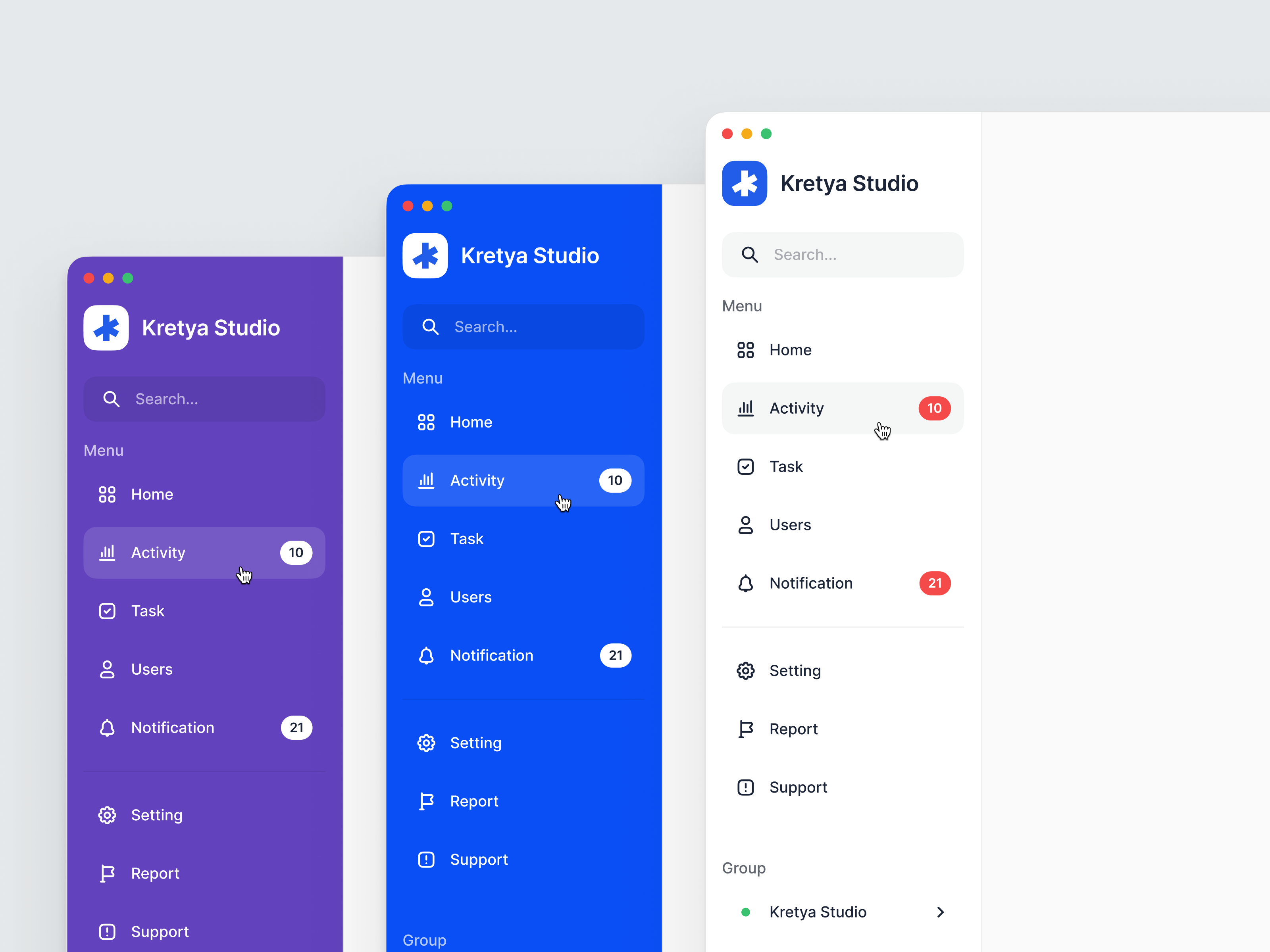 Sidebar Navigation - Other Colors by Asal Design for Kretya Studio on ...