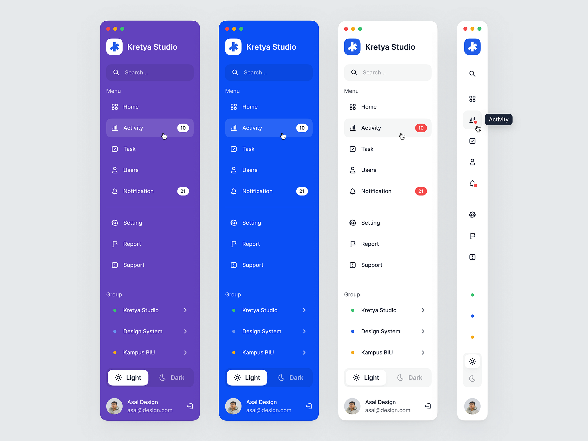 Sidebar Navigation - Other Colors by Asal Design for Kretya Studio on ...