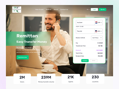 Transfer Money Landing Page banking dashboard design landing landing page minimal money transfer transfer money ui uiuxdesign ux