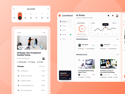 LearnStack - Dashboard dashboard dashobard design education app education dashboard educational website elearning illustration mobile app design online course dashboard online education ui uidesign uiux ux uxdesign